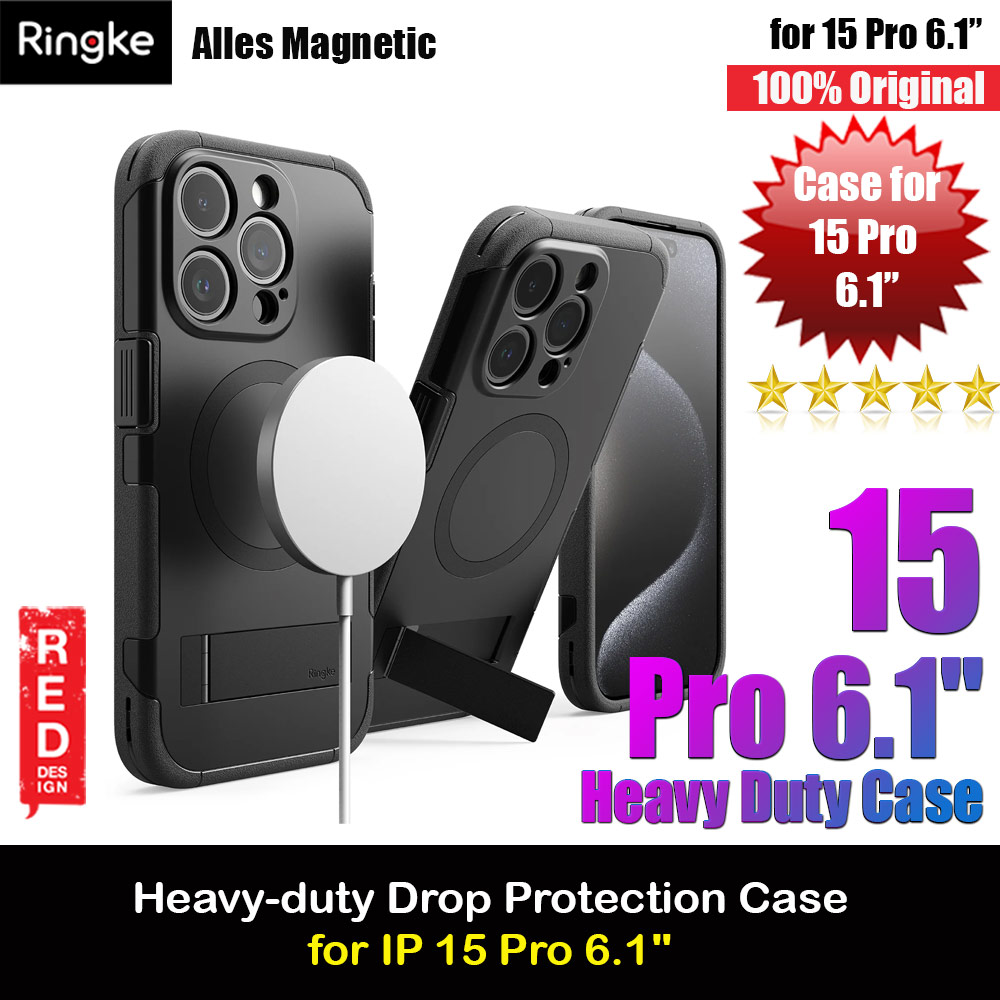 Picture of Ringke Alles Tough Kickstand Magnetic Charging Compatible Case for iPhone 15 Pro 6.1 (Black) Apple iPhone 15 Pro 6.1- Apple iPhone 15 Pro 6.1 Cases, Apple iPhone 15 Pro 6.1 Covers, iPad Cases and a wide selection of Apple iPhone 15 Pro 6.1 Accessories in Malaysia, Sabah, Sarawak and Singapore 