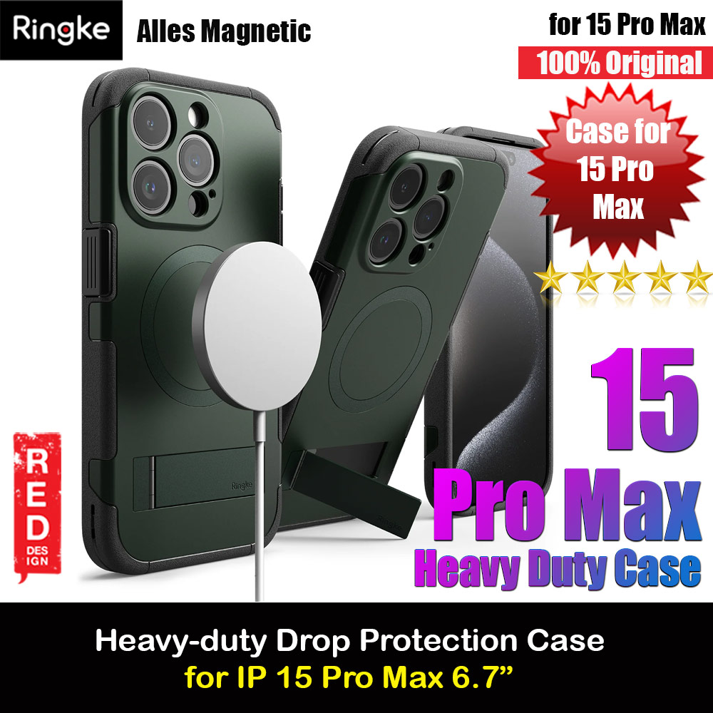 Picture of Ringke Alles Tough Kickstand Magnetic Charging Compatible Case for iPhone 15 Pro Max (Dark Green) Apple iPhone 15 Pro Max 6.7- Apple iPhone 15 Pro Max 6.7 Cases, Apple iPhone 15 Pro Max 6.7 Covers, iPad Cases and a wide selection of Apple iPhone 15 Pro Max 6.7 Accessories in Malaysia, Sabah, Sarawak and Singapore 