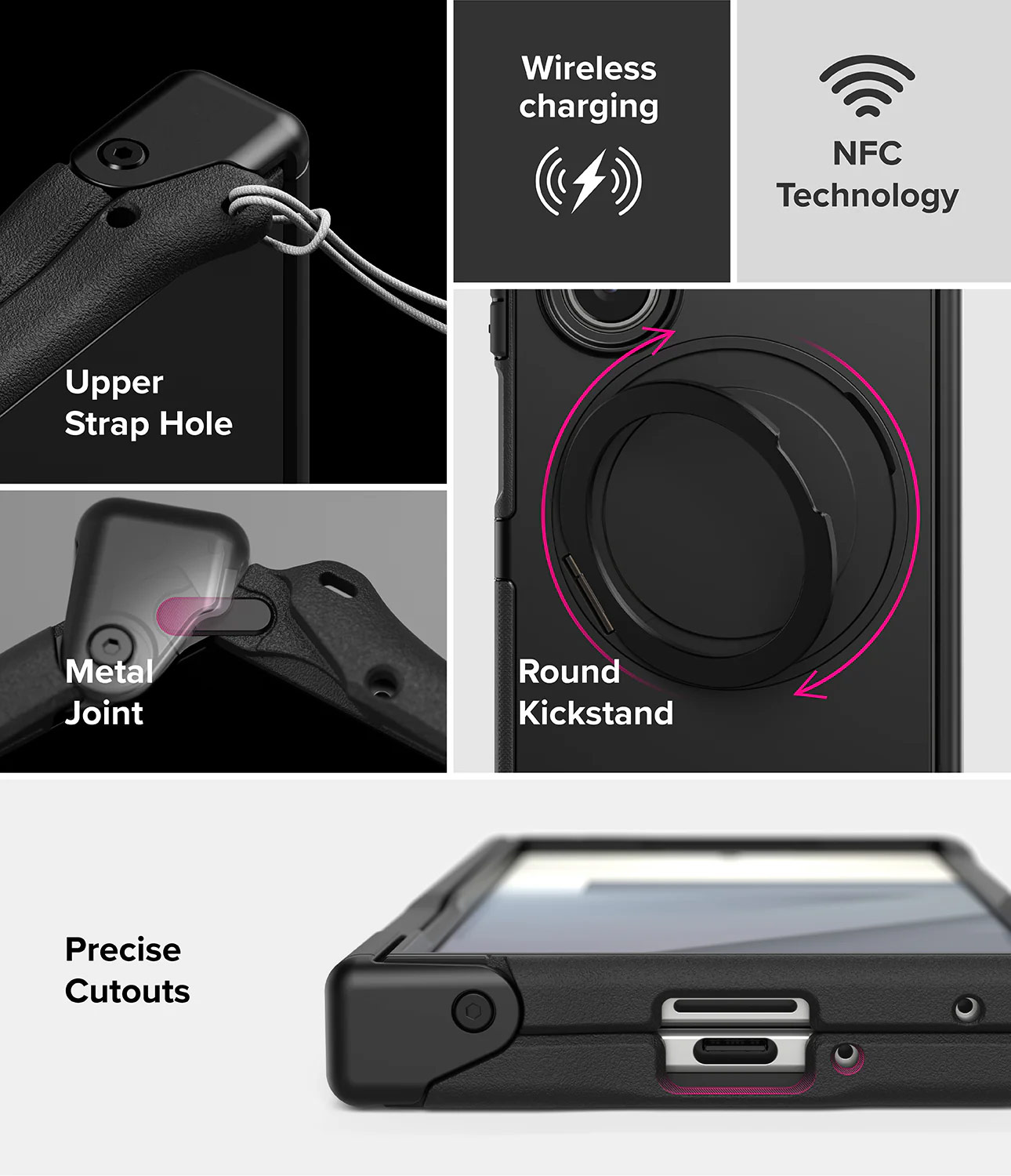 Picture of Samsung Galaxy Z Fold 7 Case | Ringke Alles Magnetic Kickstand Protection Case for Samsung Galaxy Z Fold 7 (Black)