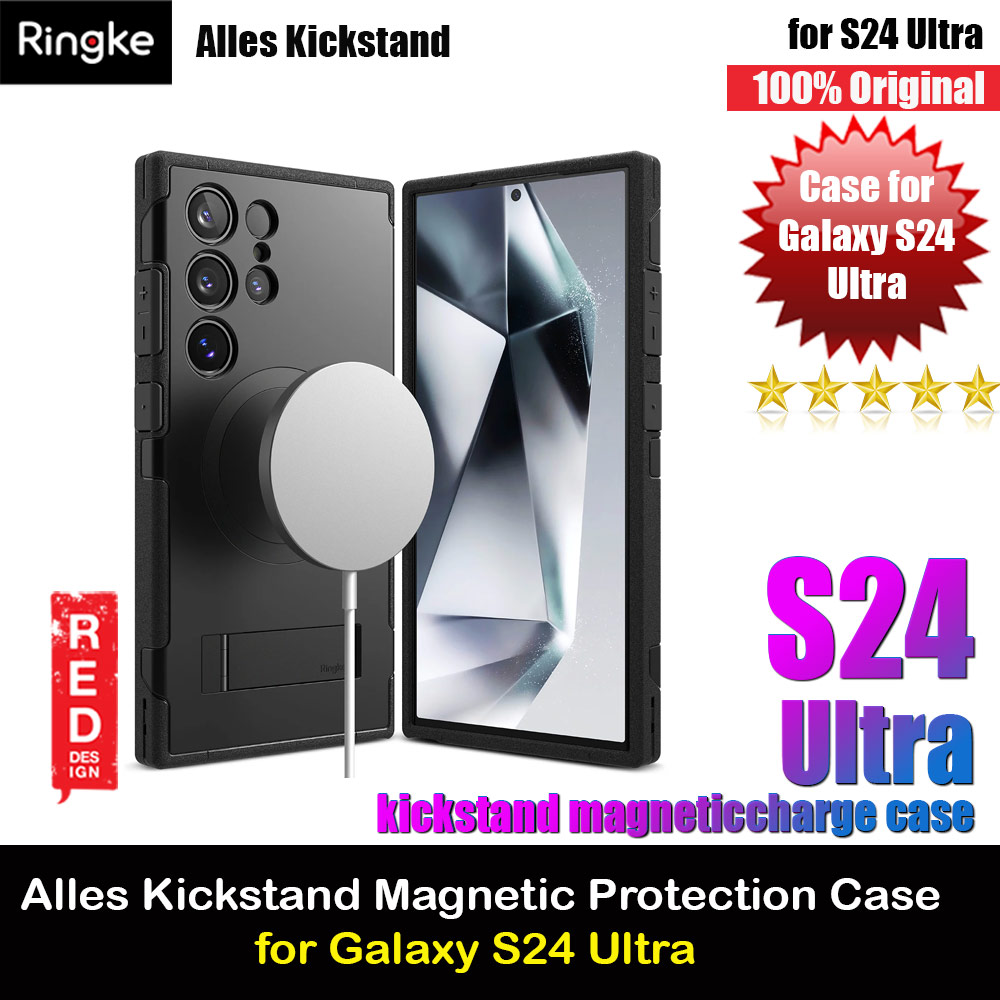 Picture of Ringke Alles Tough Kickstand Magnetic Charging Compatible Case for Samsung Galaxy S24 Ultra (Black) Samsung Galaxy S24 Ultra- Samsung Galaxy S24 Ultra Cases, Samsung Galaxy S24 Ultra Covers, iPad Cases and a wide selection of Samsung Galaxy S24 Ultra Accessories in Malaysia, Sabah, Sarawak and Singapore 