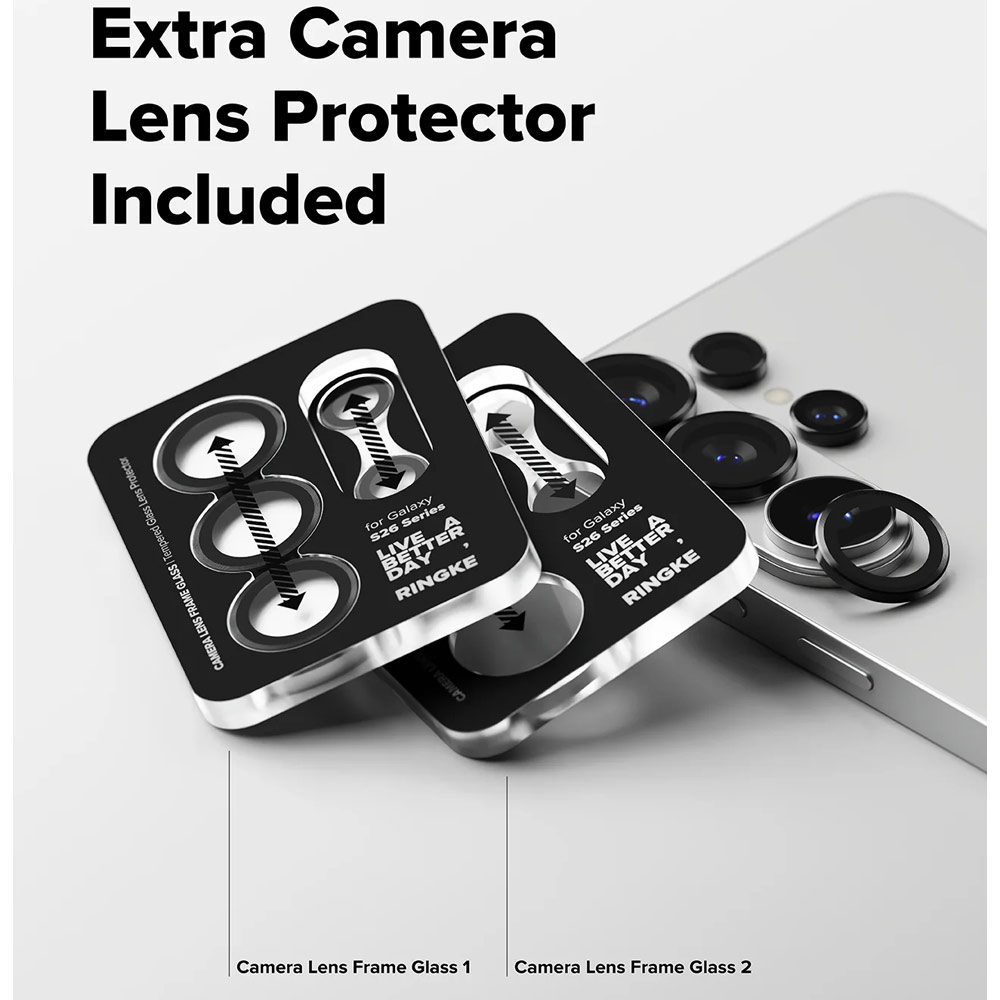 Picture of Samsung Galaxy S26 Ultra  | Ringke Camera Lens Frame Glass Protector with Easy Installation for Samsung Galaxy S26 Ultra (Black)