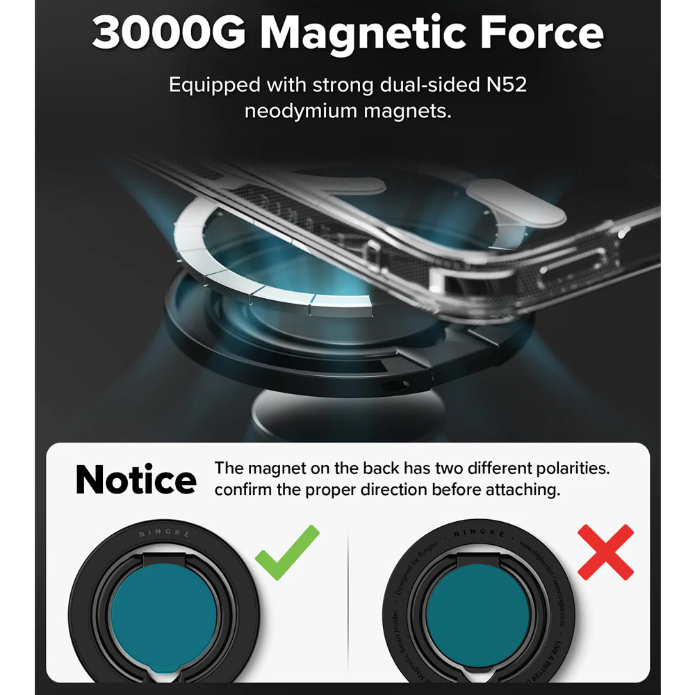 Picture of Ringke Dual Magnetic Smart Holder Phone Grip and Kickstand Stand Zinc Alloy (Black)