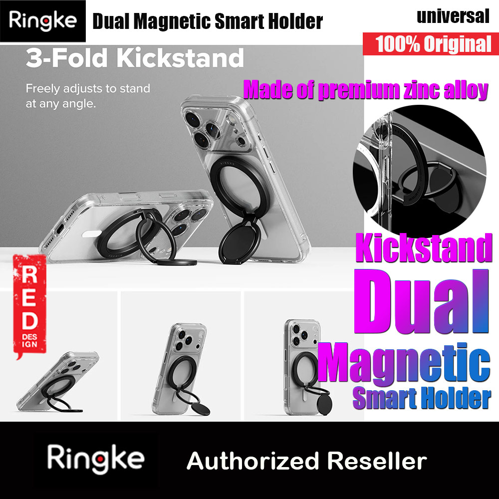 Picture of Ringke Dual Magnetic Smart Holder Phone Grip and Kickstand Stand Zinc Alloy (Black) Red Design- Red Design Cases, Red Design Covers, iPad Cases and a wide selection of Red Design Accessories in Malaysia, Sabah, Sarawak and Singapore 