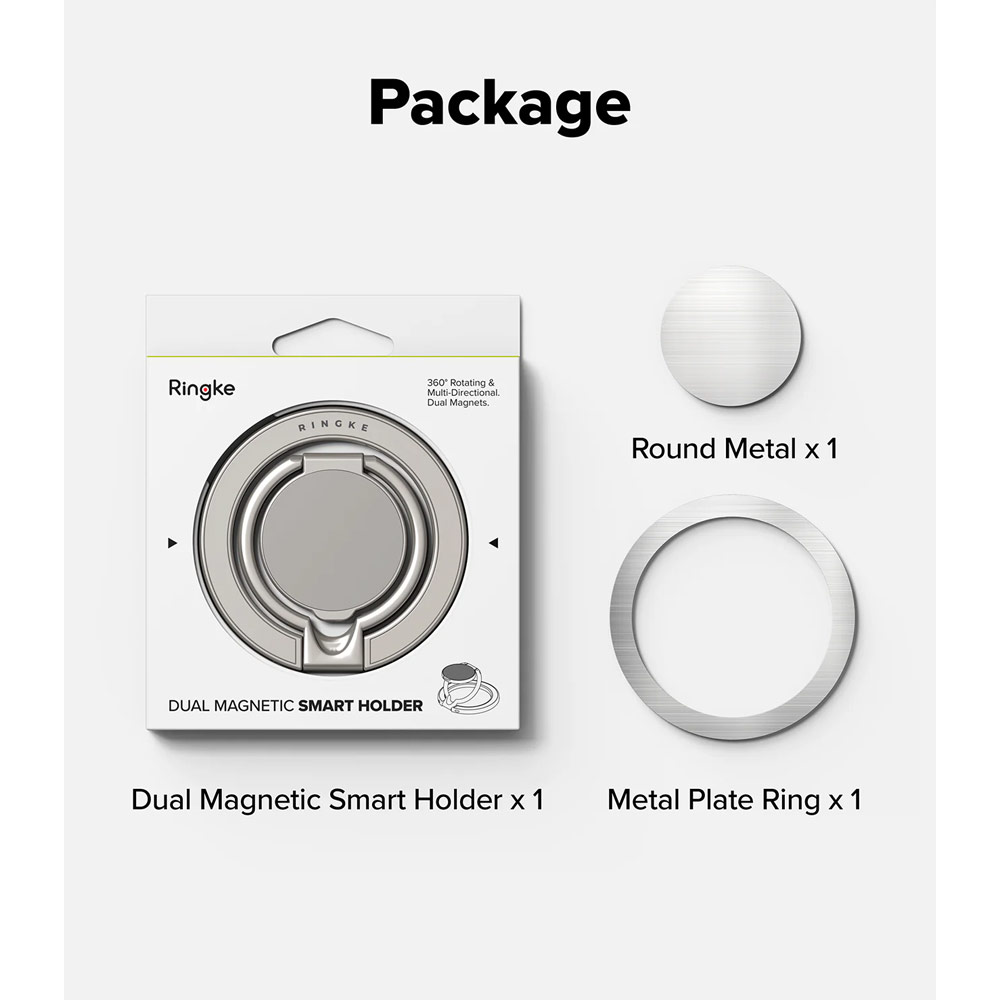 Picture of Ringke Dual Magnetic Smart Holder Phone Grip and Kickstand Stand Zinc Alloy (Satin Silver)