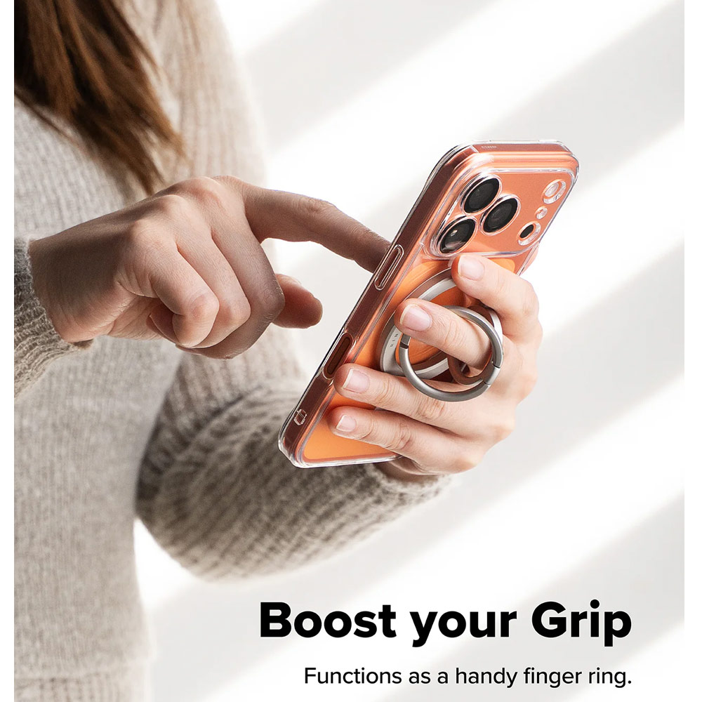Picture of Ringke Dual Magnetic Smart Ring Phone Grip and Kickstand Stand Zinc Alloy (Satin Silver)