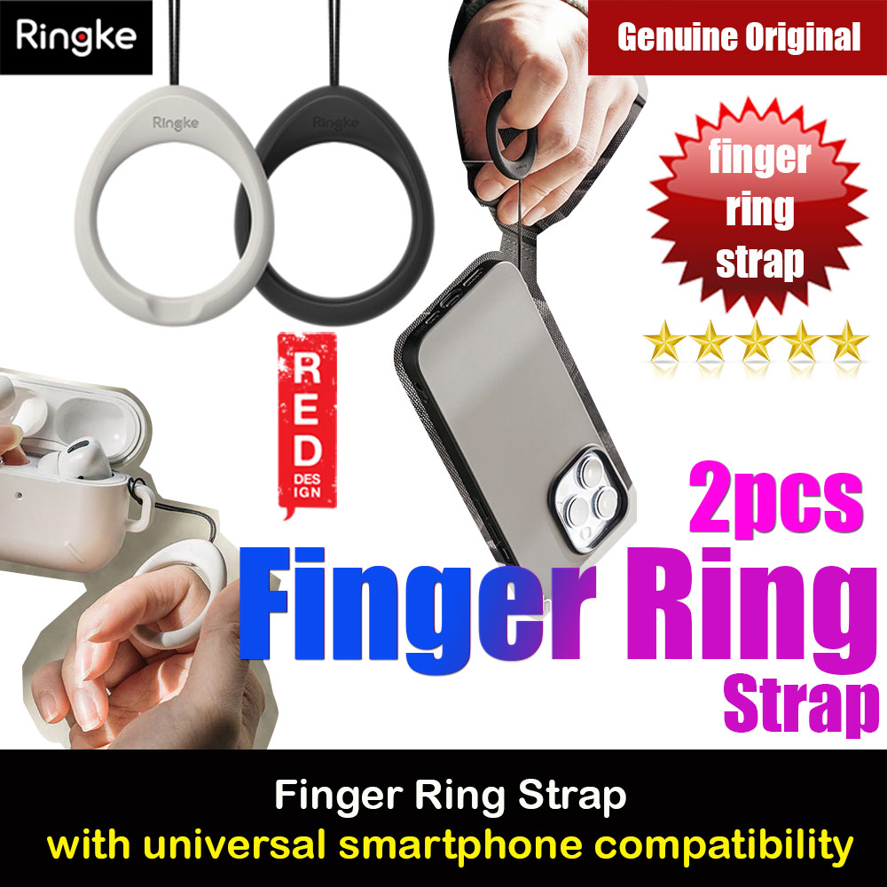 Picture of Ringke Finger Ring Strap for Smartphone Case Strap Camera Strap Airpods Pro Airpods 3 Strap (Black and Light Gray) Red Design- Red Design Cases, Red Design Covers, iPad Cases and a wide selection of Red Design Accessories in Malaysia, Sabah, Sarawak and Singapore 