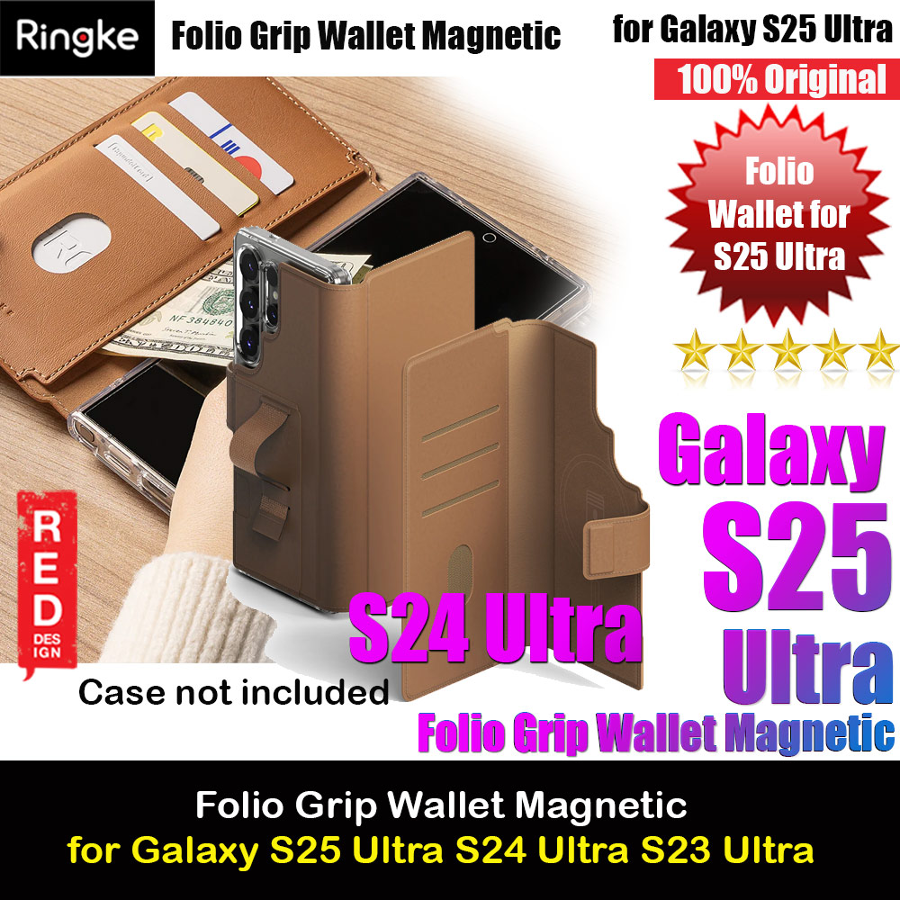 Picture of Ringke Folio Grip Wallet Magnetic Flip Cover Card Holder for Samsung Galaxy S25 Ultra (Brown) Samsung Galaxy S25 Ultra- Samsung Galaxy S25 Ultra Cases, Samsung Galaxy S25 Ultra Covers, iPad Cases and a wide selection of Samsung Galaxy S25 Ultra Accessories in Malaysia, Sabah, Sarawak and Singapore 