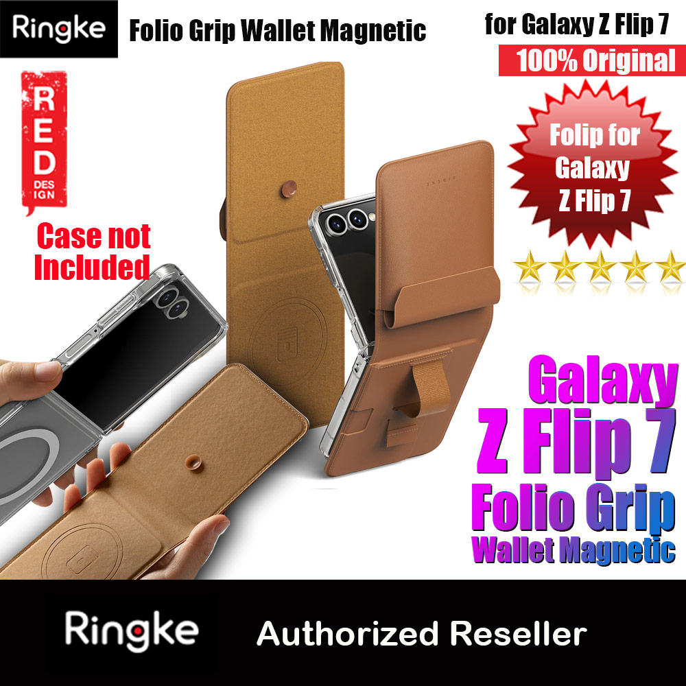 Picture of Samsung Galaxy Z Flip 7 | Ringke Folio Grip Wallet Magnetic for Samsung Galaxy Z Flip 7 (Brown)