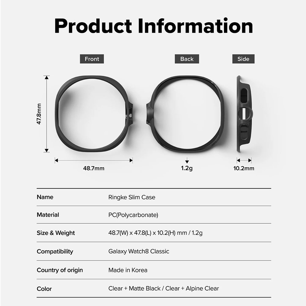 Picture of Samsung Galaxy Watch 8 Classic 46mm Case | Ringke Slim Protection Case for Samsung Galaxy Watch 8 Classic 46mm (Clear Matte Black)