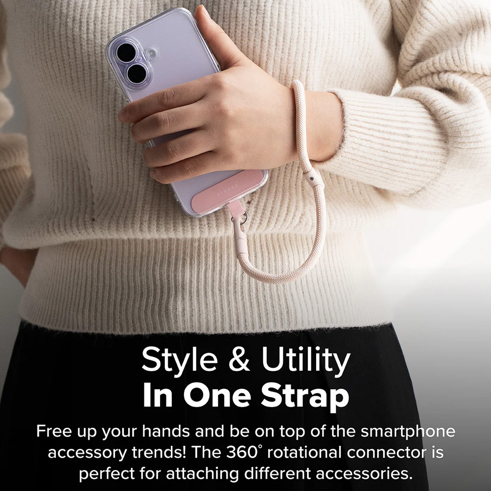 Picture of Ringke Holder Link and Flow Hand Strap P-Type Wrist Strap Phone Strap for closed-bottom phone case (Candy Pink)