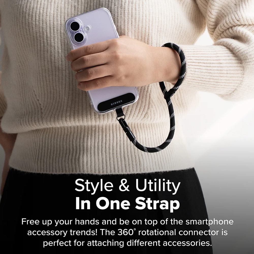 Picture of Ringke Holder Link and Flow Hand Strap P-Type Wrist Strap Phone Strap for closed-bottom phone case (Shadow Black)