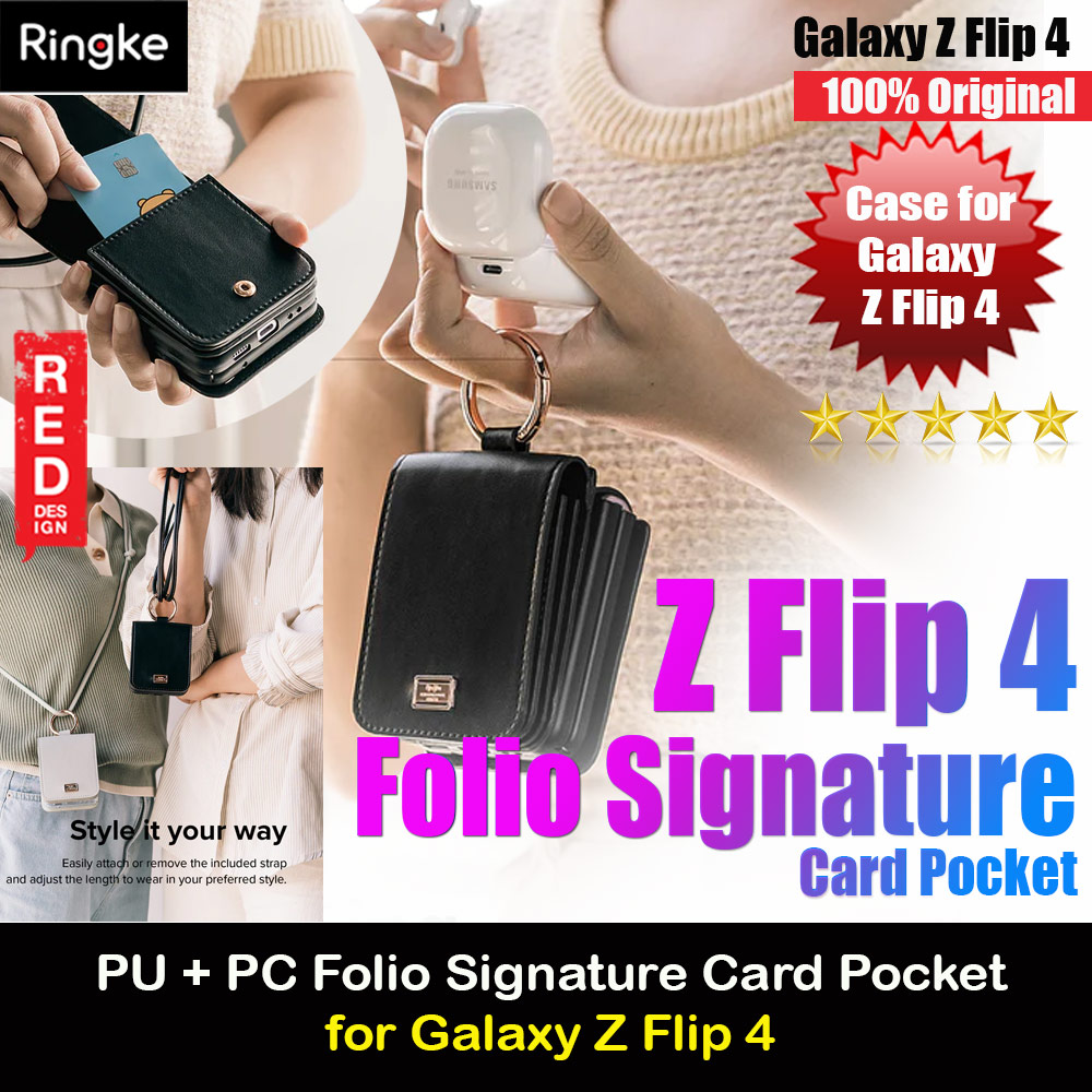 Picture of Ringke Folio Signature Card Pocket PU PC Case with Card Ring Holder Strap for Samsung Galaxy Z Flip 4 (Black) Samsung Galaxy Z Flip 4- Samsung Galaxy Z Flip 4 Cases, Samsung Galaxy Z Flip 4 Covers, iPad Cases and a wide selection of Samsung Galaxy Z Flip 4 Accessories in Malaysia, Sabah, Sarawak and Singapore 