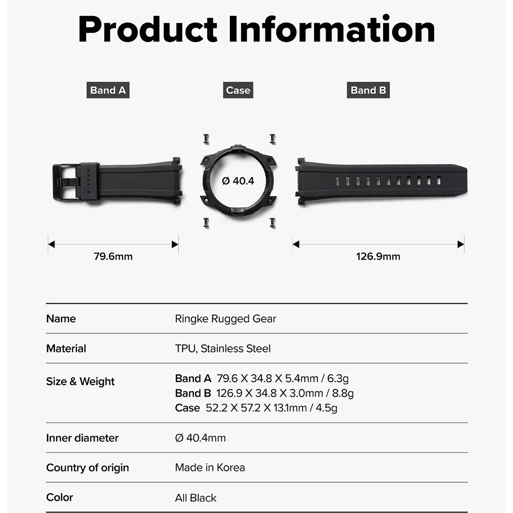 Picture of Samsung Galaxy Watch 8 44mm Case | Ringke Case and Band Strap Rugged Gear for Samsung Galaxy Watch 8 44mm (All Black)