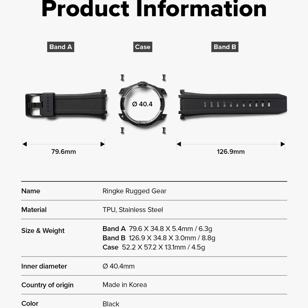 Picture of Samsung Galaxy Watch 8 44mm Case | Ringke Case and Band Strap Rugged Gear for Samsung Galaxy Watch 8 44mm (Black)