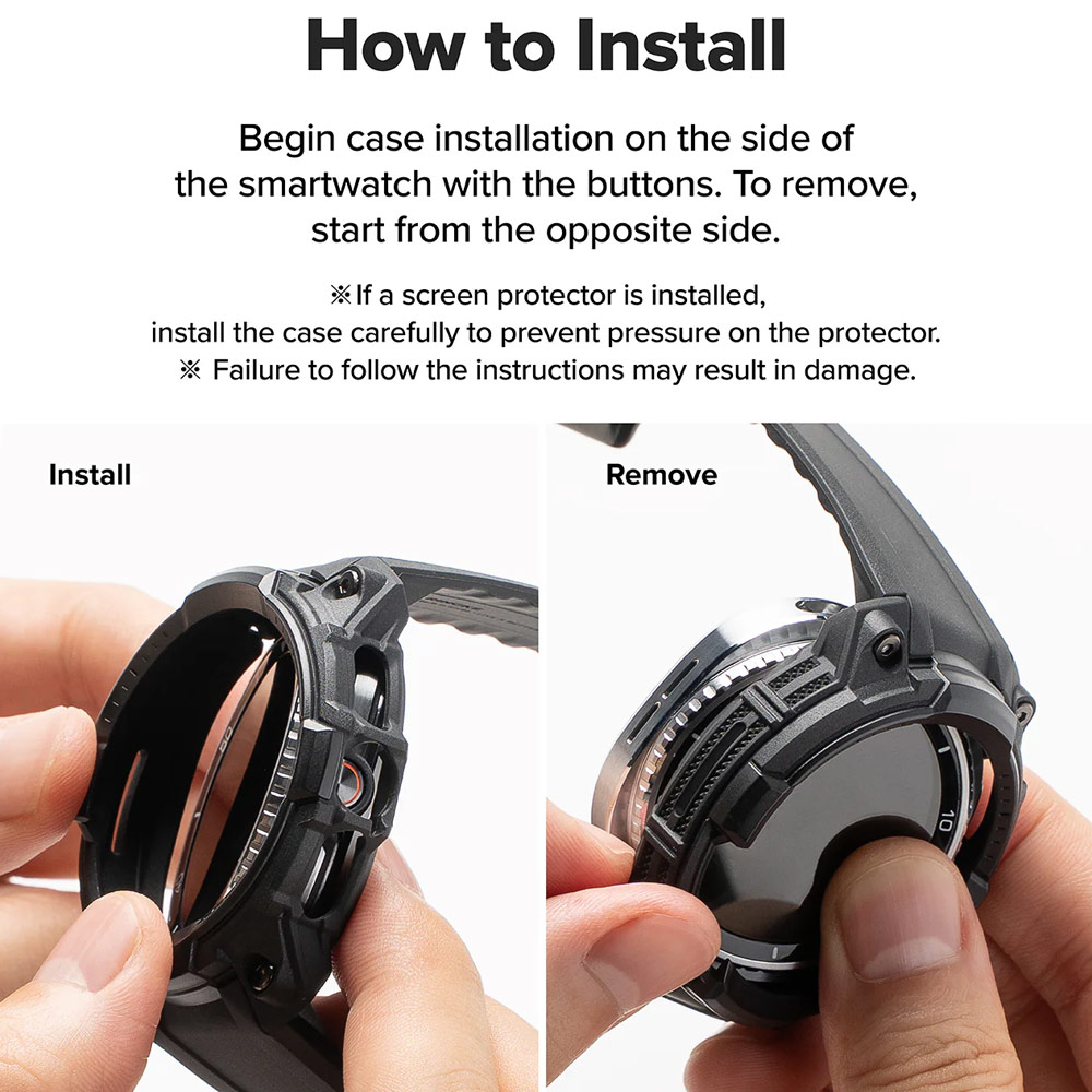 Picture of Samsung Galaxy Watch 8 Classic 46mm Case | Ringke Case and Band Strap Rugged Gear for Samsung Galaxy Watch 8 Classic 46mm (Black)