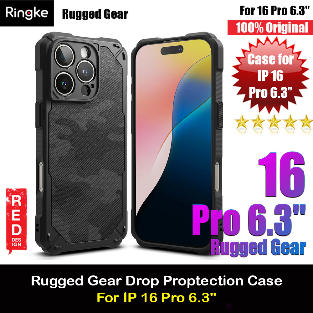 Picture of Ringke Rugged Gear Drop Protection Case for Apple iPhone 16 Pro 6.3 (Camo Black) Apple iPhone 16 Pro 6.3- Apple iPhone 16 Pro 6.3 Cases, Apple iPhone 16 Pro 6.3 Covers, iPad Cases and a wide selection of Apple iPhone 16 Pro 6.3 Accessories in Malaysia, Sabah, Sarawak and Singapore 