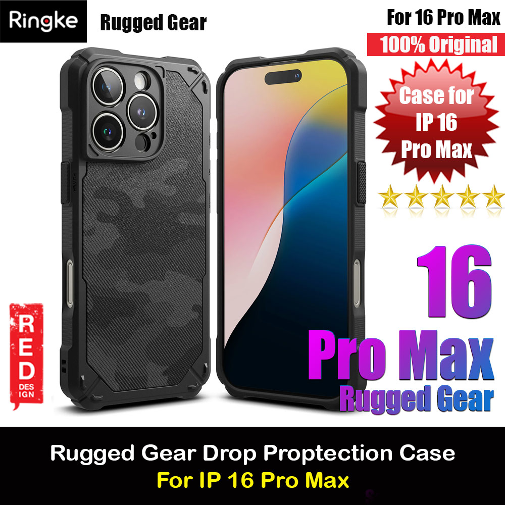 Picture of Ringke Rugged Gear Drop Protection Case for Apple iPhone 16 Pro Max 6.9 (Camo Black) Apple iPhone 16 Pro Max 6.9- Apple iPhone 16 Pro Max 6.9 Cases, Apple iPhone 16 Pro Max 6.9 Covers, iPad Cases and a wide selection of Apple iPhone 16 Pro Max 6.9 Accessories in Malaysia, Sabah, Sarawak and Singapore 