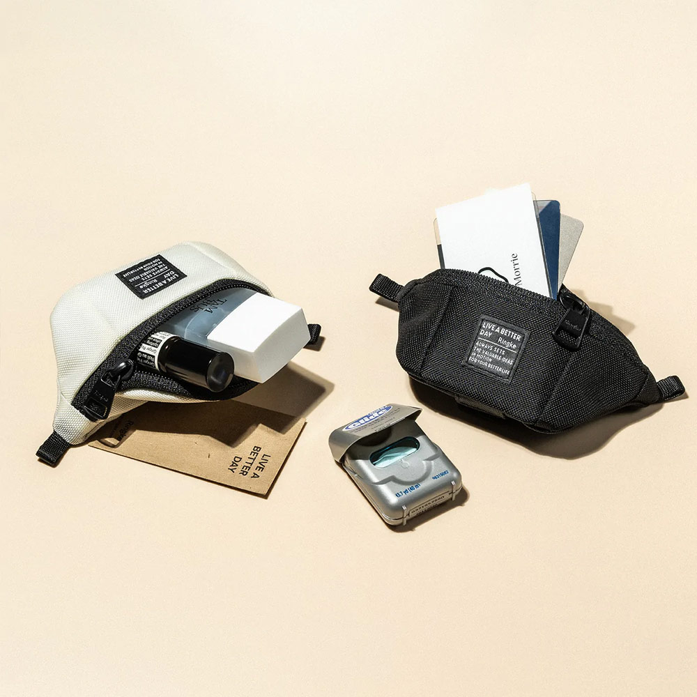 Picture of Ringke Mini Pouch Sling Bag Miniature with Zipper Closure with Carabiner for Small Gadgets (Black)