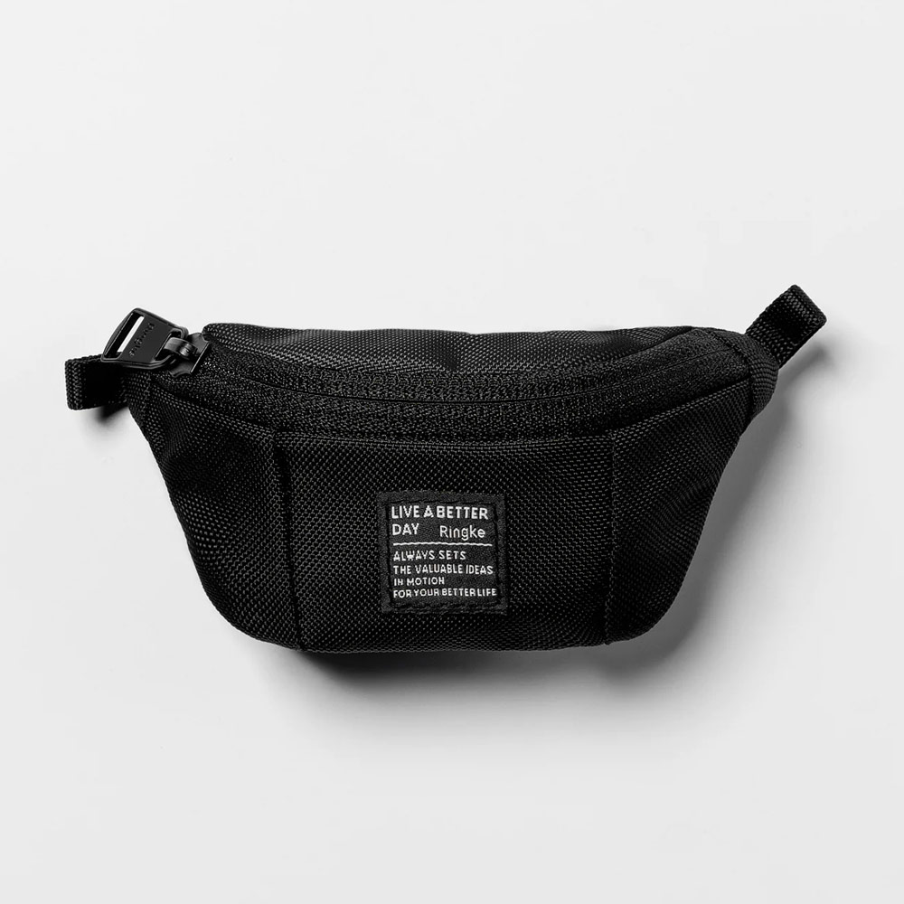 Picture of Ringke Mini Pouch Sling Bag Miniature with Zipper Closure with Carabiner for Small Gadgets (Black)