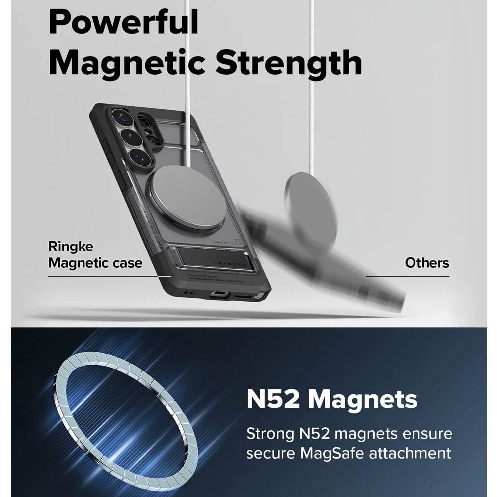 Picture of Samsung Galaxy S26 Ultra Case | Ringke UX Magnetic Heavy Duty Drop Protection Case with Kickstand for Samsung Galaxy S26 Ultra (Smoke Black)