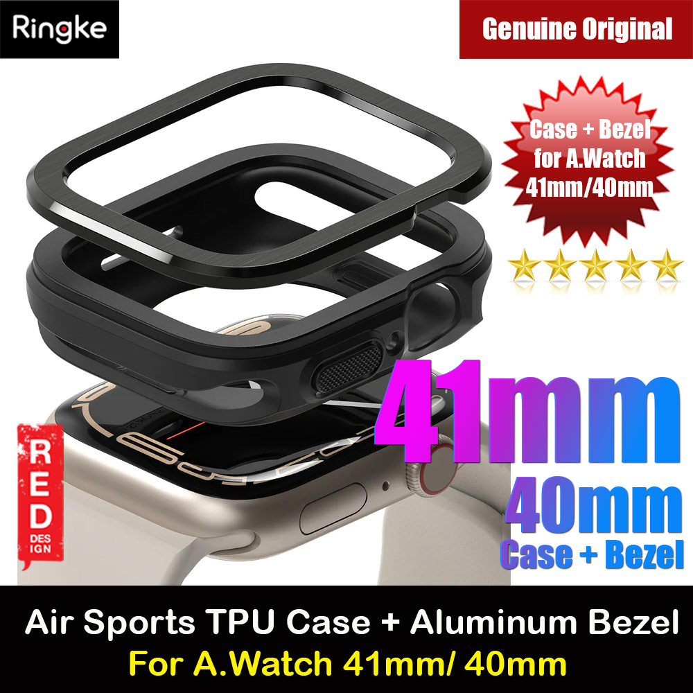 Picture of Ringke Air Sports Soft Bumper Case and Aluminum Bezel for Apple Watch 41mm 40mm Case and Bezel (Black Black) Apple Watch 41mm- Apple Watch 41mm Cases, Apple Watch 41mm Covers, iPad Cases and a wide selection of Apple Watch 41mm Accessories in Malaysia, Sabah, Sarawak and Singapore 