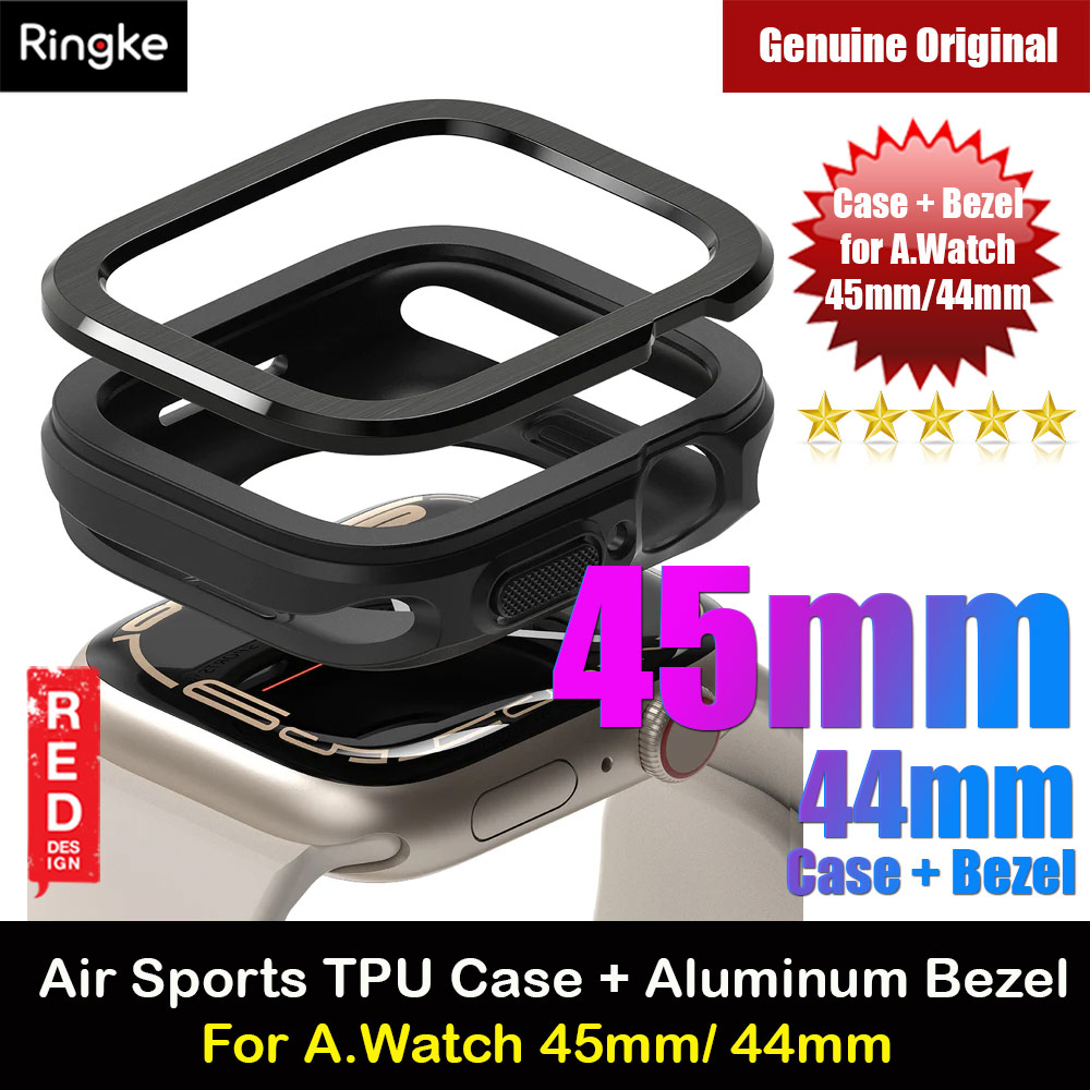 Picture of Ringke Air Sports Soft Bumper Case and Aluminum Bezel for Apple Watch 45mm 44mm Case and Bezel (Black Black) iPhone Cases - iPhone 5S Cases Malaysia, iPhone SE Cases Malaysia,iPhone 7 Plus Cases Malaysia, iPad Mini Cases Malaysia,Galaxy S8 Plus Case Malaysia, New iPad Air, iPad Pro Cases and a wide selection of Accessories in Malaysia, Sabah, Sarawak and Singapore. 