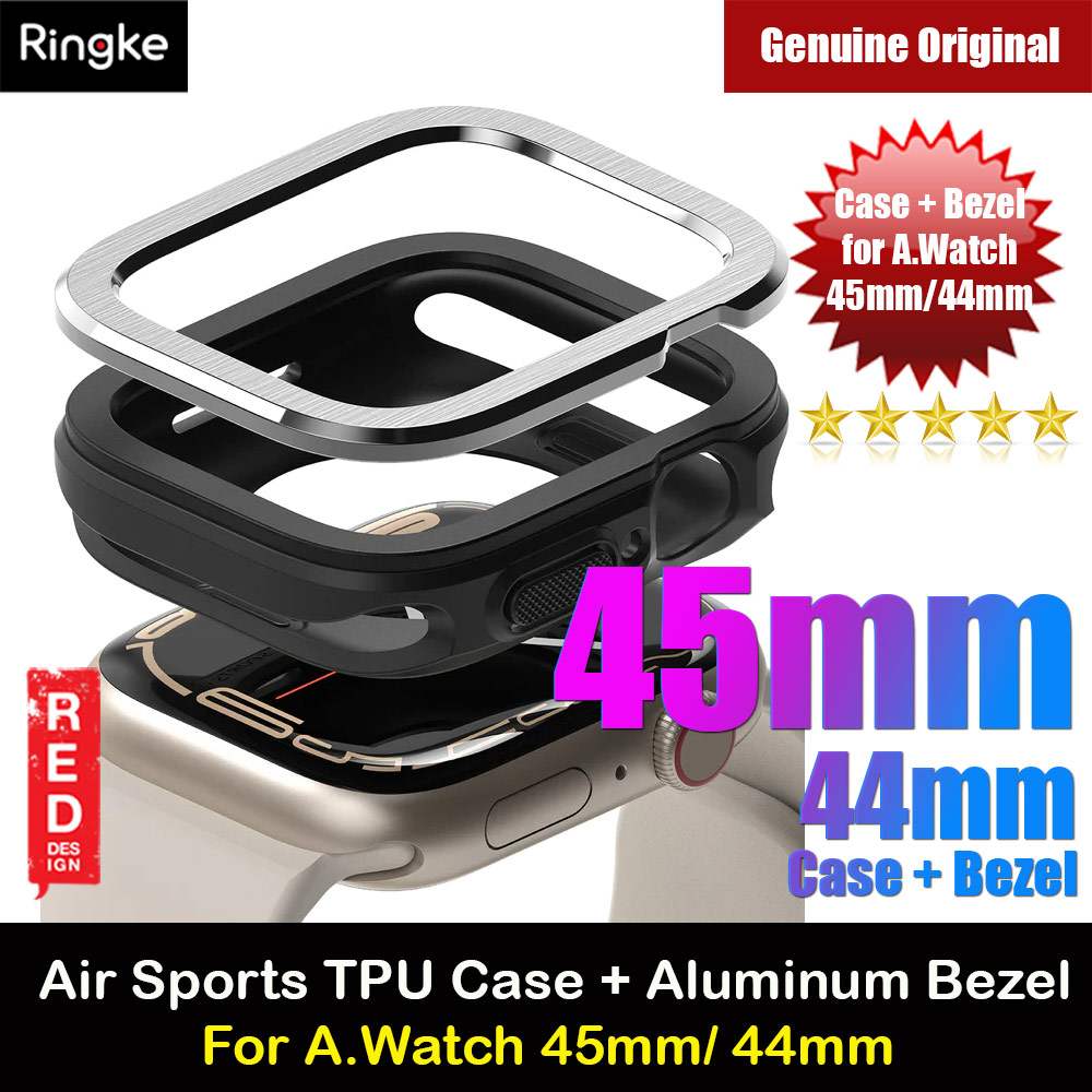 Picture of Ringke Air Sports Soft Bumper Case and Aluminum Bezel for Apple Watch 45mm 44mm Case and Bezel (Black Silver) iPhone Cases - iPhone 5S Cases Malaysia, iPhone SE Cases Malaysia,iPhone 7 Plus Cases Malaysia, iPad Mini Cases Malaysia,Galaxy S8 Plus Case Malaysia, New iPad Air, iPad Pro Cases and a wide selection of Accessories in Malaysia, Sabah, Sarawak and Singapore. 