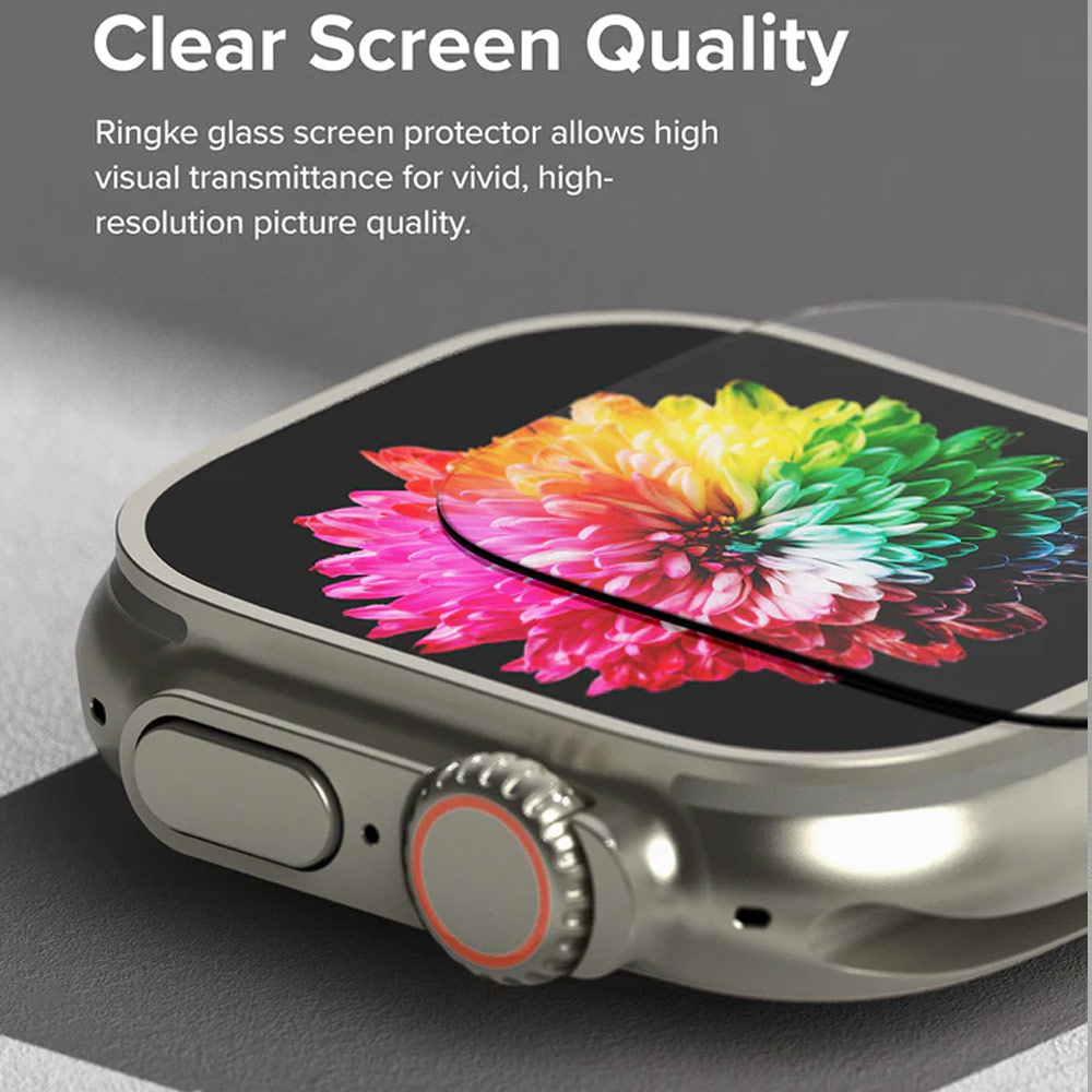 Picture of Apple Watch 49mm	Ultra 3 Screen Protector | Ringke Bezel and Tempered Glass Screen Protector Combo for Apple Watch Series 8 Ultra 49mm (49-03 Graphite)
