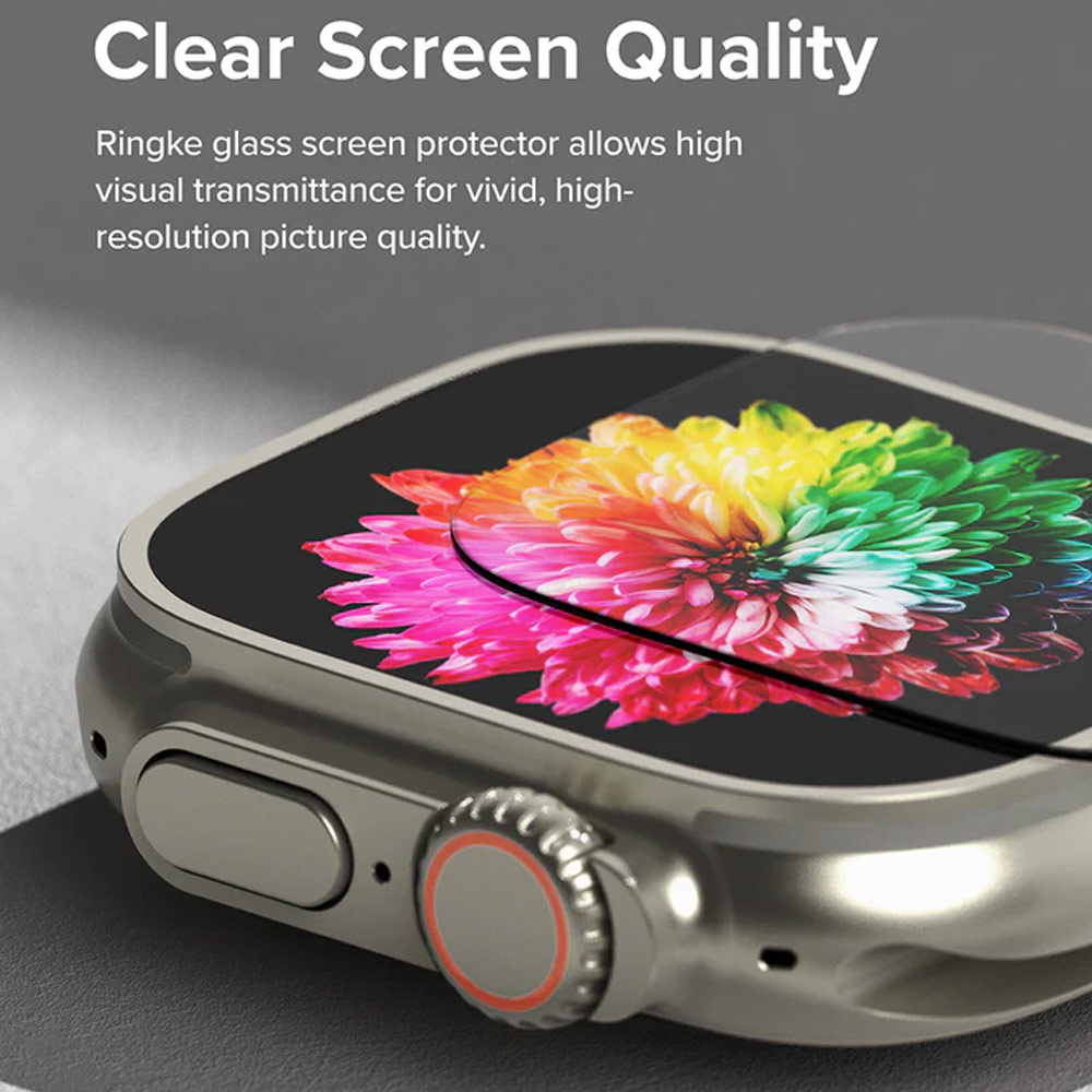 Picture of Apple Watch 49mm Ultra Screen Protector | Ringke Bezel and Tempered Glass Screen Protector Combo for Apple Watch Series 8 Ultra 49mm (49-05 Gold)