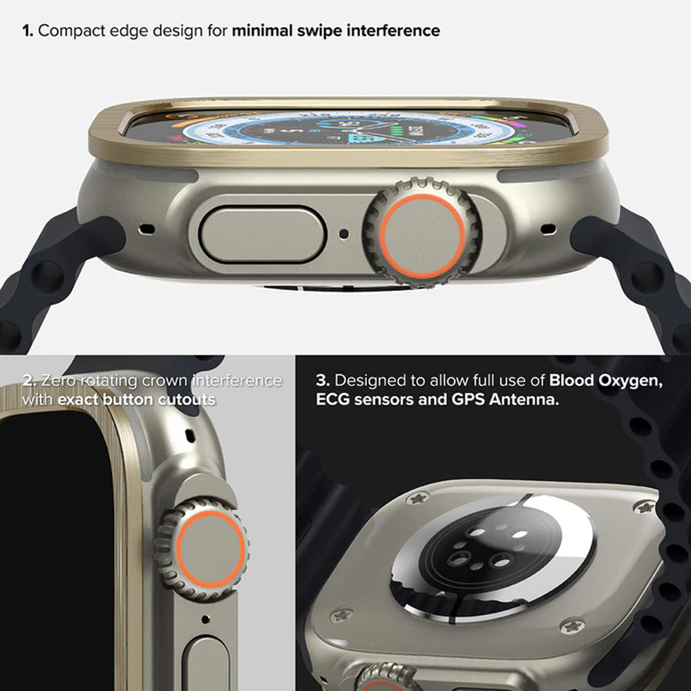 Picture of Apple Watch 49mm Ultra Screen Protector | Ringke Bezel and Tempered Glass Screen Protector Combo for Apple Watch Series 8 Ultra 49mm (49-05 Gold)