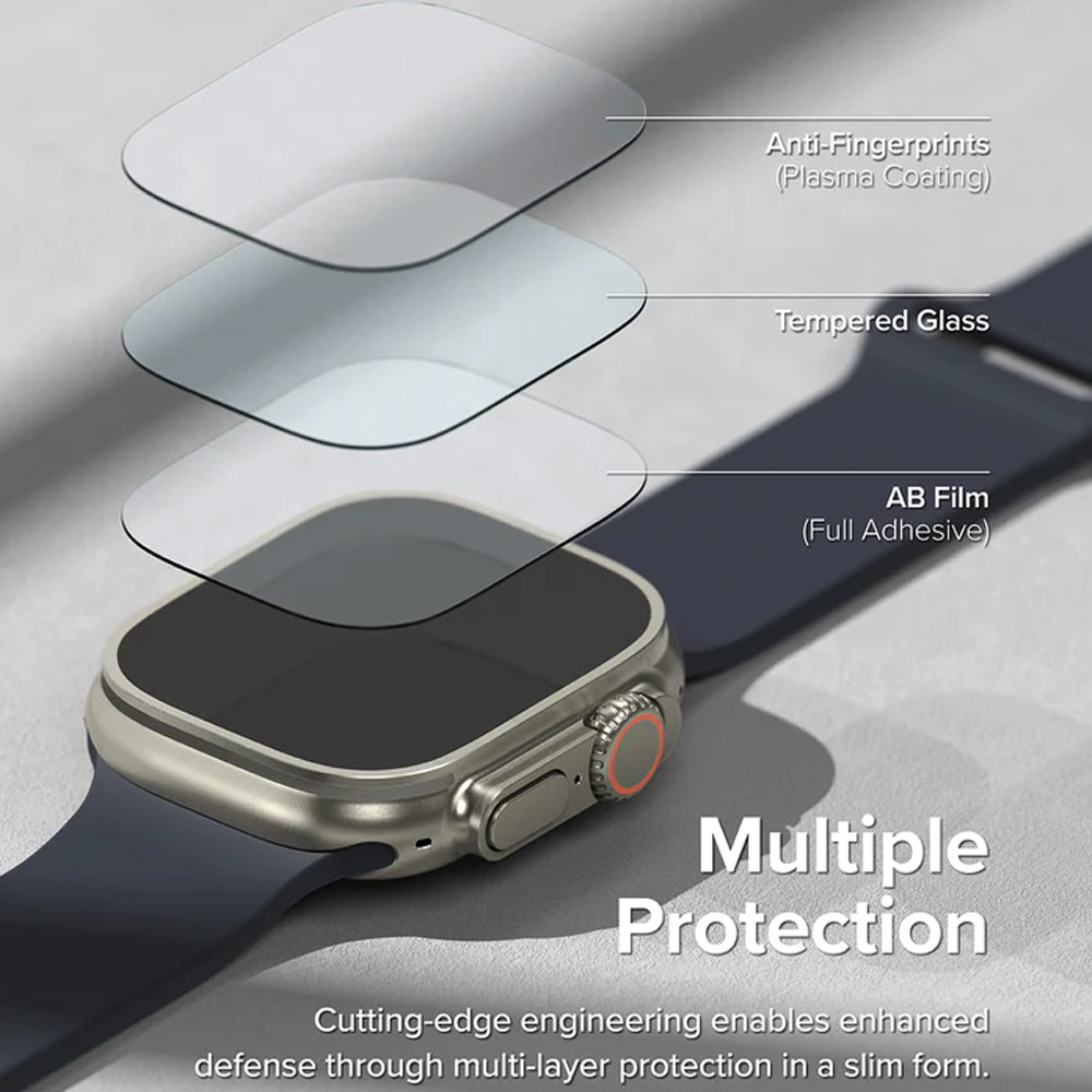 Picture of Apple Watch 49mm Ultra Screen Protector | Ringke Bezel and Tempered Glass Screen Protector Combo for Apple Watch Series 8 Ultra 49mm (49-05 Gold)