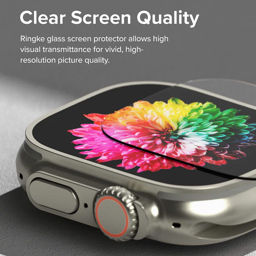 Picture of Apple Watch 49mm Ultra Screen Protector | Ringke Bezel and Tempered Glass Screen Protector Combo for Apple Watch Series 8 Ultra 49mm (49-01 Titanium)