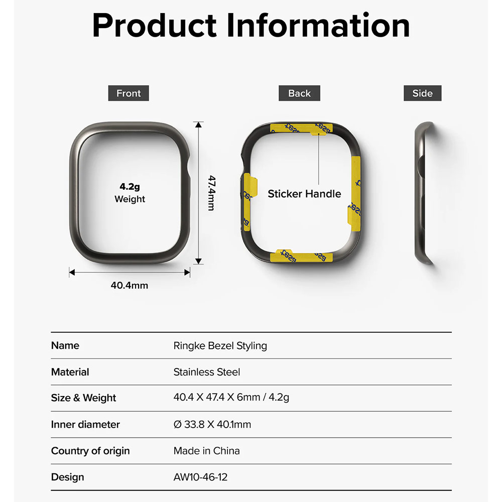 Picture of Apple Watch 10 46mm  | Ringke Slim and Lightweight Design Stainless Steel Bezel  for Apple Watch Series 10 46mm (Graphite)