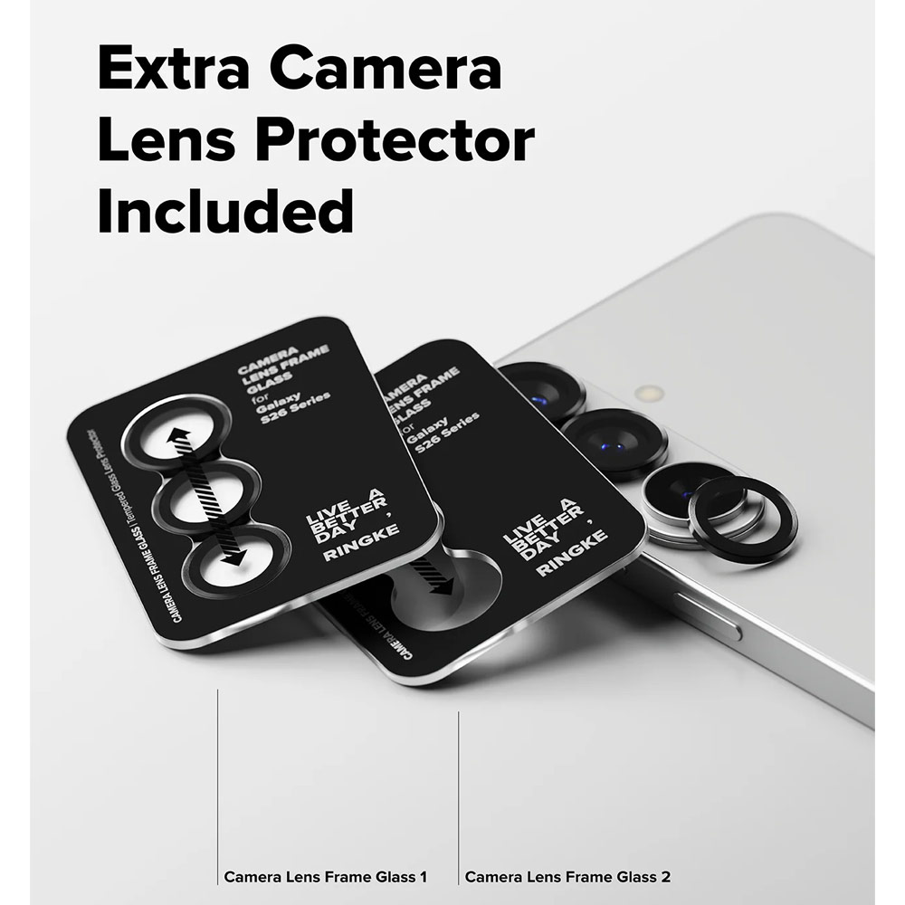 Picture of Samsung Galaxy S26  | Ringke Camera Lens Frame Glass Protector with Easy Installation for Samsung Galaxy S26 S26 Plus(Black)