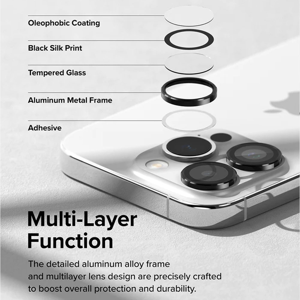 Picture of Apple iPhone 15 Pro Max 6.7  | Ringke Camera Lens Aluminum Frame Glass for Apple iPhone 15 Pro Max 6.7 (Black)