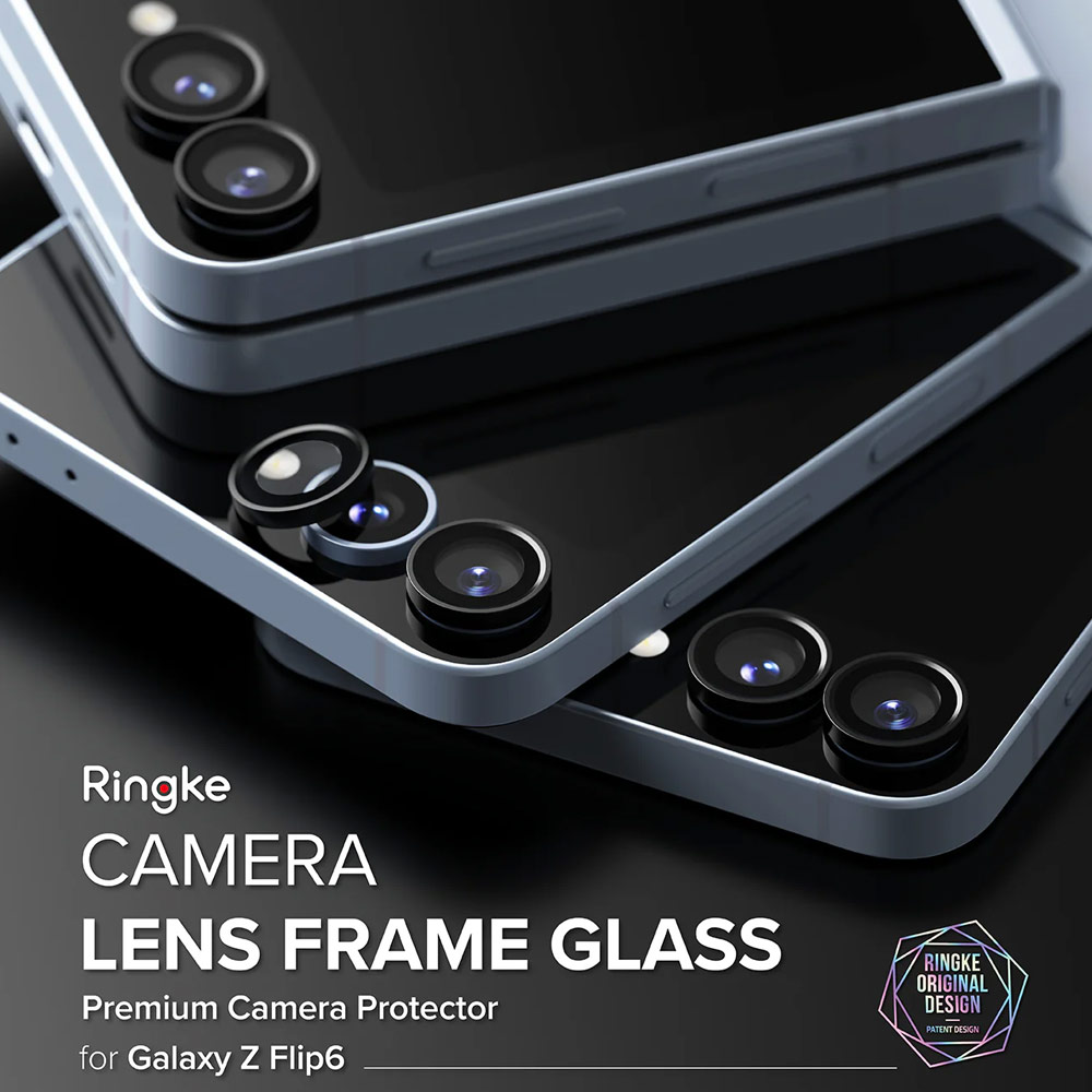 Picture of Samsung Galaxy Z Flip 6  | Ringke Camera Lens Frame Glass Lens Protector for Galaxy Z Flip 6 (Black 2pcs)