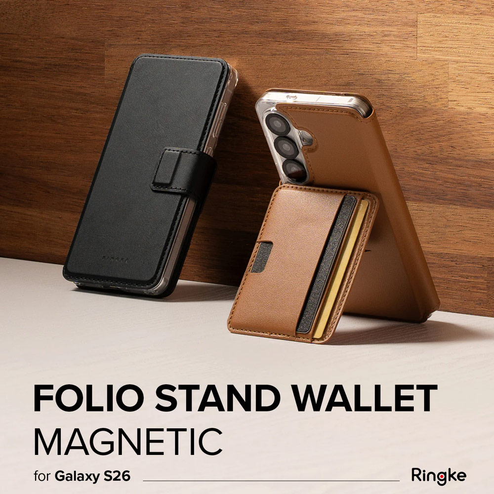 Picture of Samsung Galaxy S26 | Ringke Folio Grip Wallet Magnetic Flip Cover Card Holder for Samsung Galaxy S26 (Black)