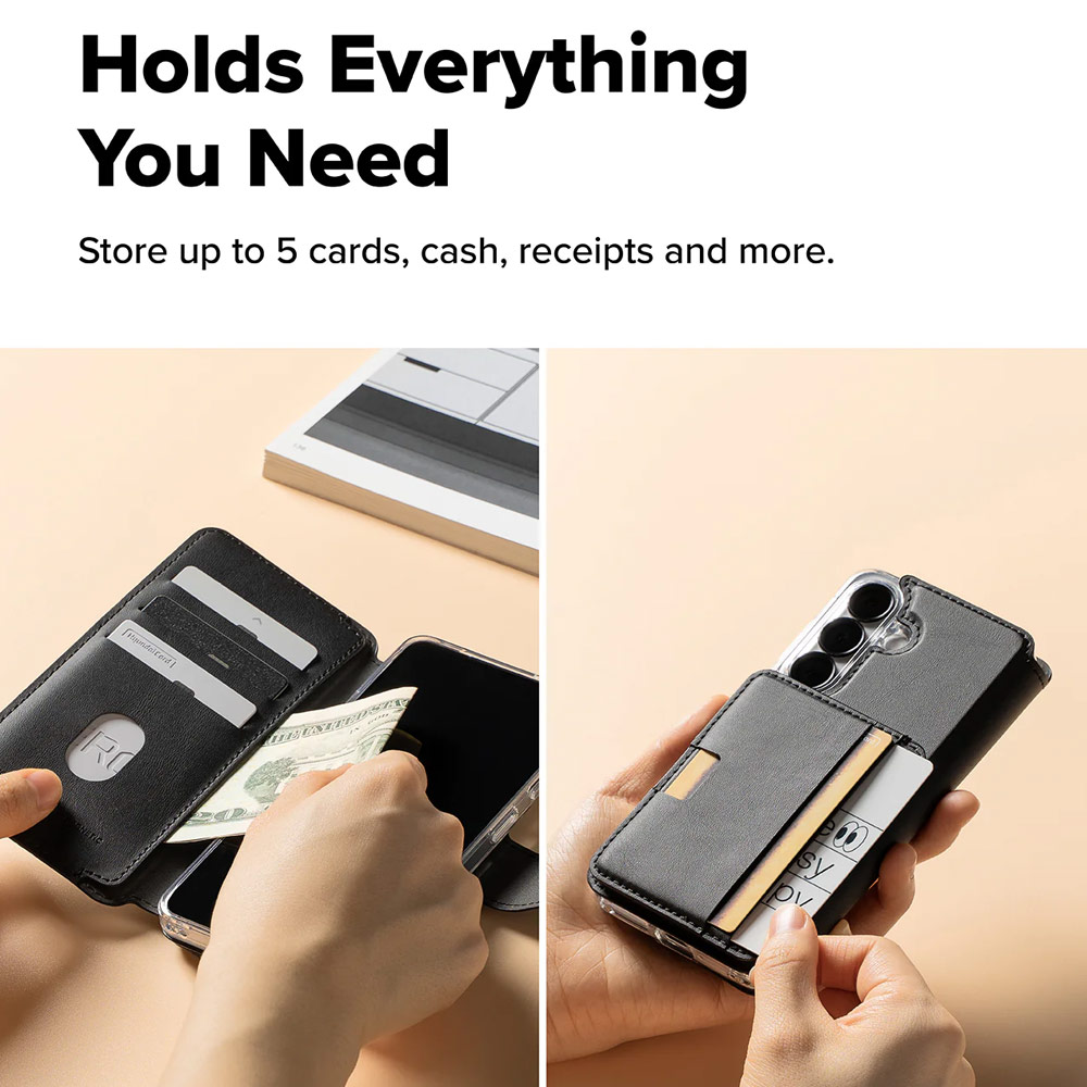 Picture of Samsung Galaxy S26 | Ringke Folio Grip Wallet Magnetic Flip Cover Card Holder for Samsung Galaxy S26 (Black)