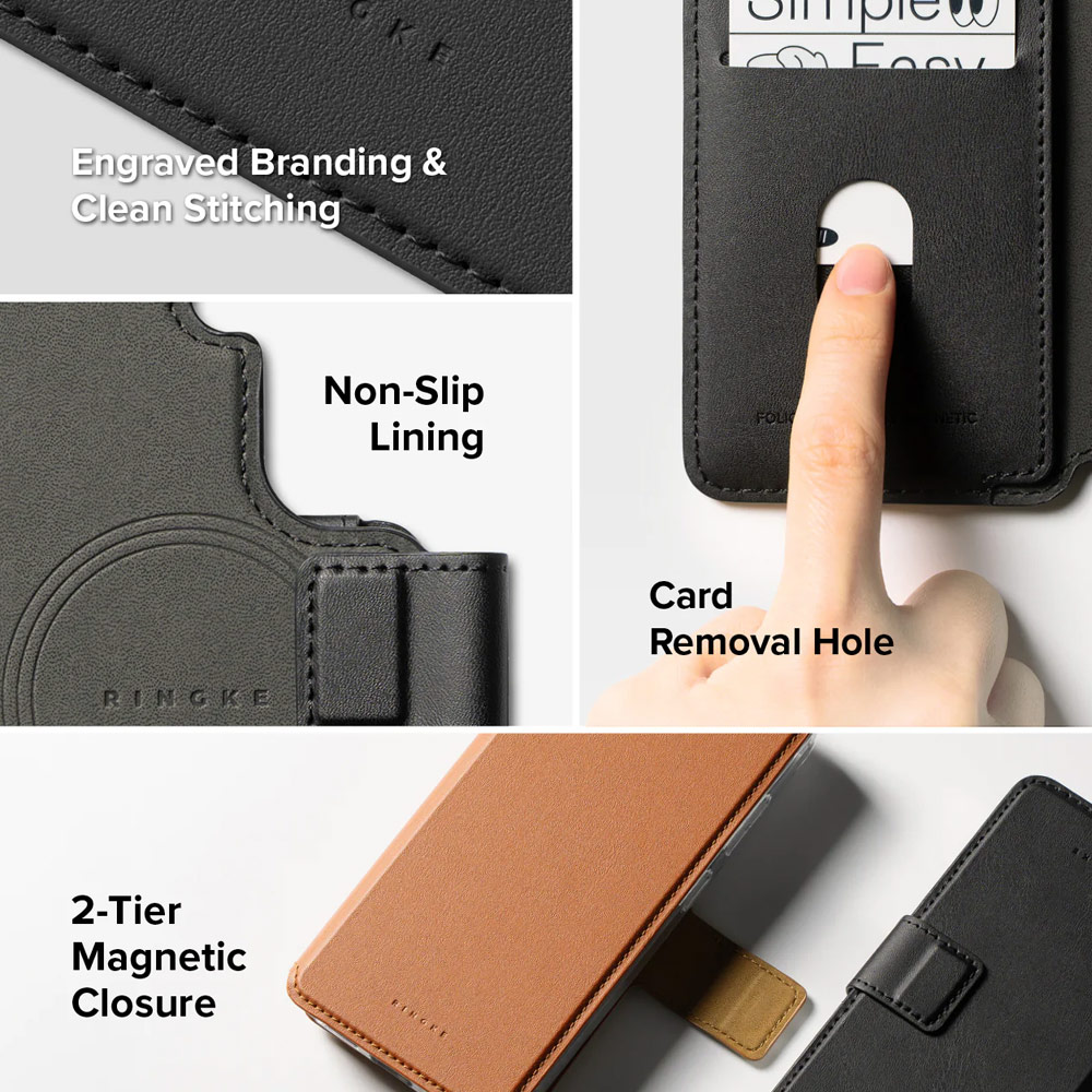 Picture of Samsung Galaxy S26 | Ringke Folio Grip Wallet Magnetic Flip Cover Card Holder for Samsung Galaxy S26 (Black)