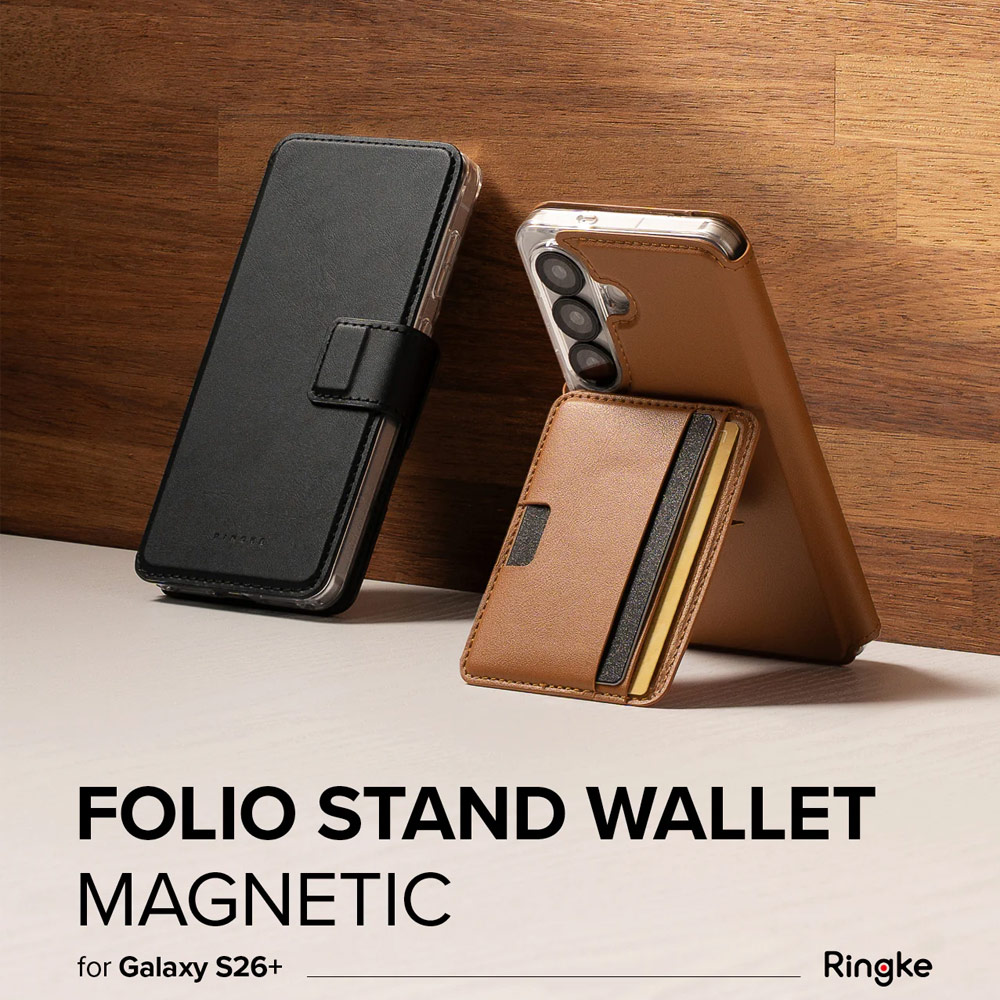 Picture of Samsung Galaxy S26 Plus  | Ringke Folio Grip Wallet Magnetic Flip Cover Card Holder for Samsung Galaxy S26 Plus (Brown)