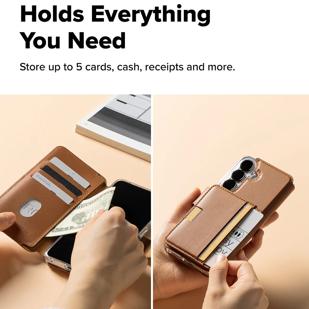 Picture of Samsung Galaxy S26 Plus  | Ringke Folio Grip Wallet Magnetic Flip Cover Card Holder for Samsung Galaxy S26 Plus (Brown)