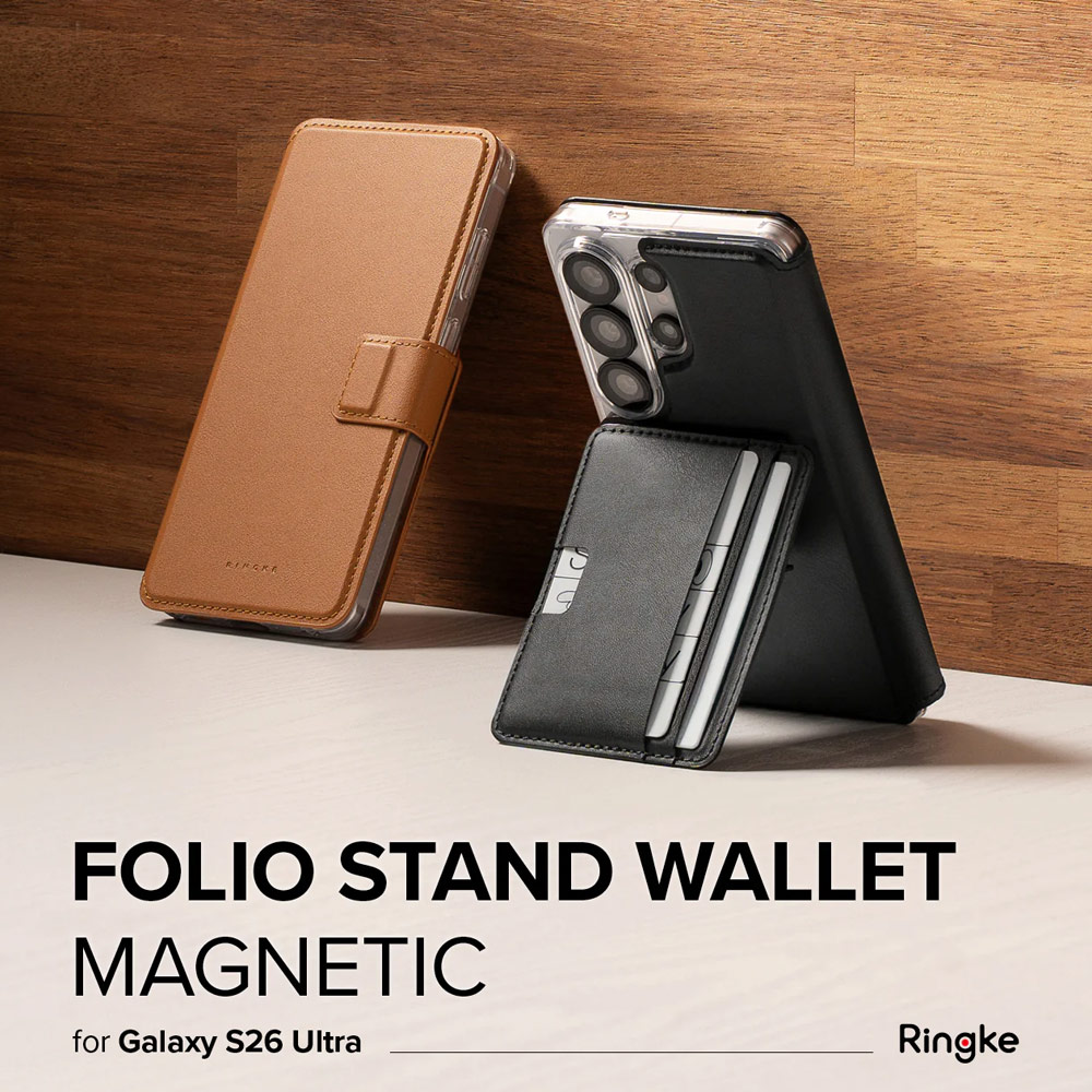 Picture of Samsung Galaxy S26 Ultra  | Ringke Folio Grip Wallet Magnetic Flip Cover Card Holder for Samsung Galaxy S26 Ultra (Black)