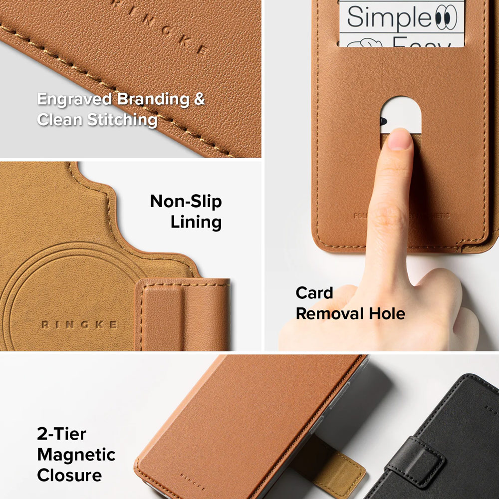 Picture of Samsung Galaxy S26 Ultra  | Ringke Folio Grip Wallet Magnetic Flip Cover Card Holder for Samsung Galaxy S26 Ultra (Brown)