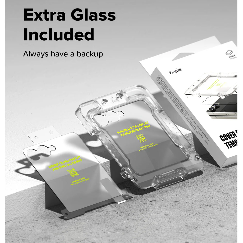 Picture of Samsung Galaxy Z Flip 7 Screen Protector | Ringke Screen Protector Cover Display Easy Slide Tempered Glass for Samsung Galaxy Z Flip 7 (2pcs Pack)