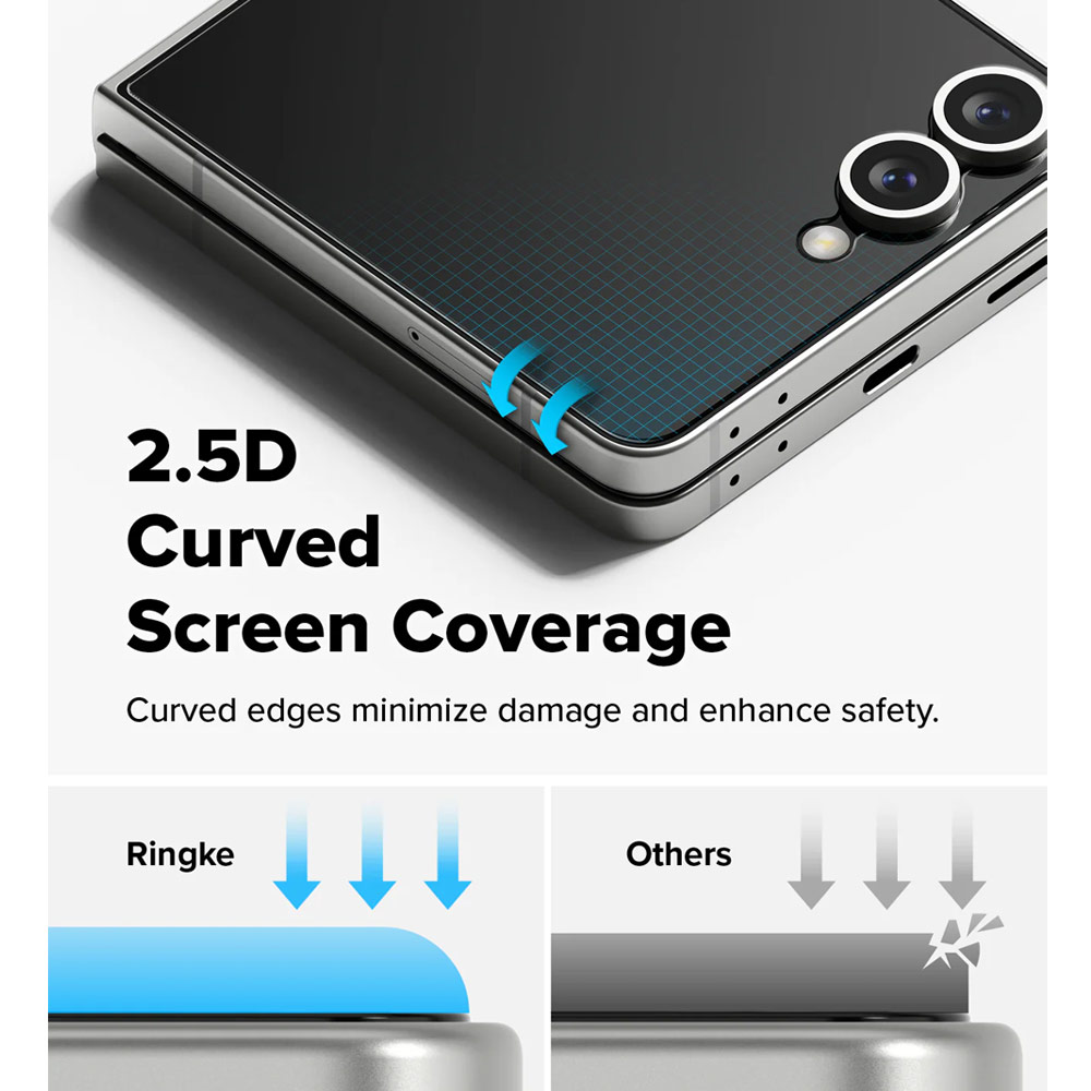 Picture of Samsung Galaxy Z Flip 7 Screen Protector | Ringke Screen Protector Cover Display Easy Slide Tempered Glass for Samsung Galaxy Z Flip 7 (2pcs Pack)