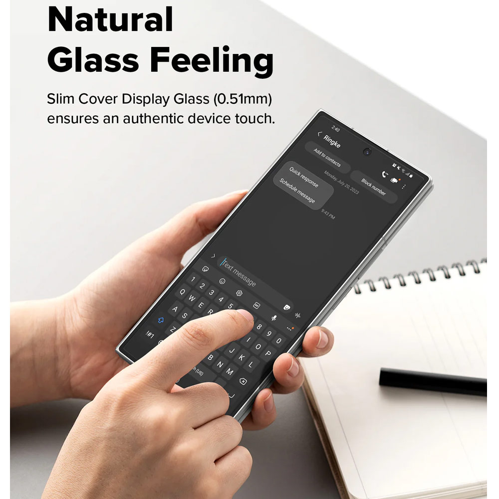 Picture of Samsung Galaxy Z Fold 7 Screen Protector | Ringke Screen Protector Cover Display Easy Slide Tempered Glass for Samsung Galaxy Z Fold 7 (2pcs Pack)