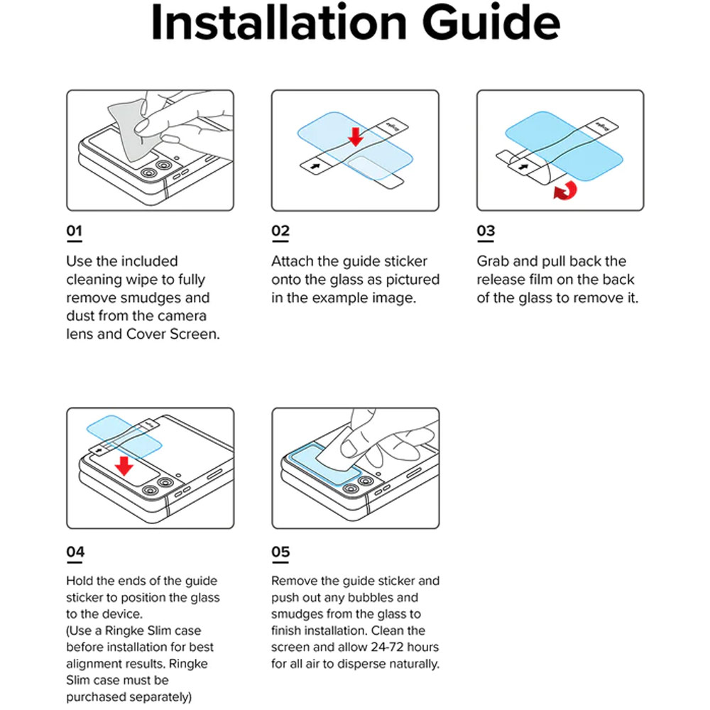 Picture of Samsung Galaxy Z Flip 4 Screen Protector | Ringke Screen Protector Cover Display Glass Tempered Glass for Samsung Galaxy Z Flip 4 (3pcs Pack)