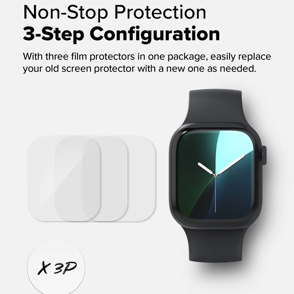 Picture of Apple Watch 10 42mm Screen Protector | Ringke Dual Easy Film High Quality EPU Self Healing Anti Finger Print Soft Screen Protector for Apple Watch Series 10 42mm (Clear) 3pcs