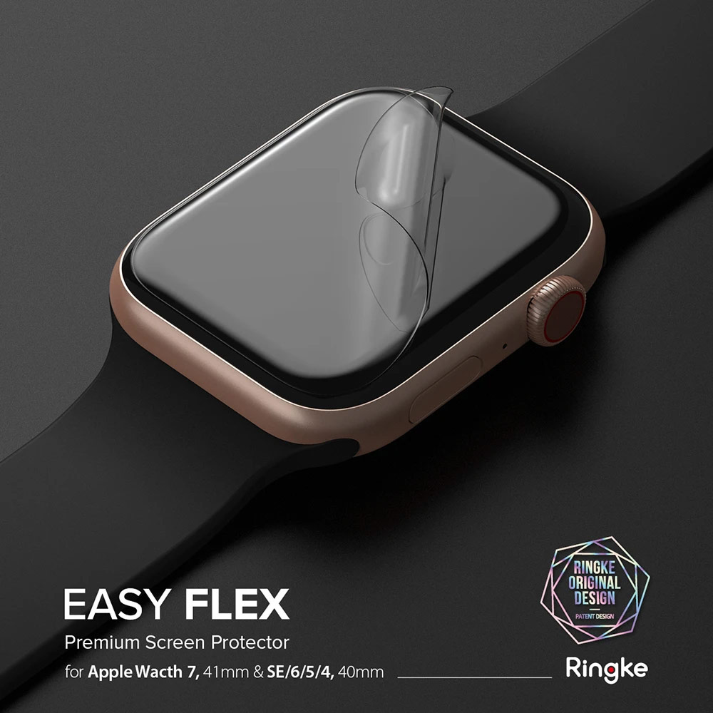 Picture of Apple Watch 40mm Screen Protector | Ringke Easy Flex High Flexibility EPU film Screen Protector for Apple Watch Series 7 8 9 41mm Series 4 5 6 40mm (2 PACK)