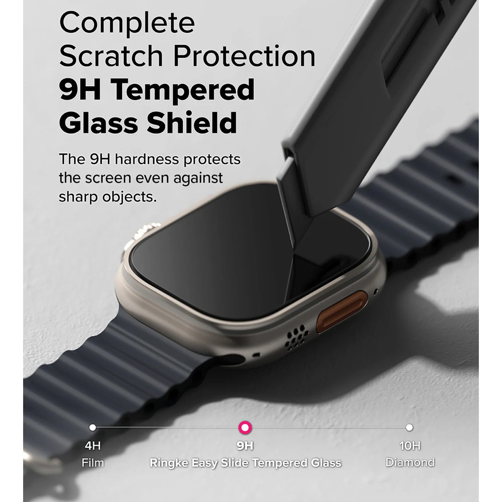 Picture of Apple Watch 49mm	Ultra Screen Protector | Ringke Easy Slide Easy Installation Tempered Glass Screen Protector for for Apple Watch Ultra 1 2 49mm (2pcs)